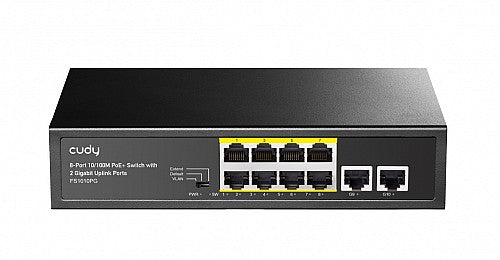 Cudy FS1010PG 8-Port PoE Switch + 2 GbE Uplink 120W with UK Plug Cudy FS1010PG 8-Port PoE Switch + 2 GbE Uplink 120W with UK Plug